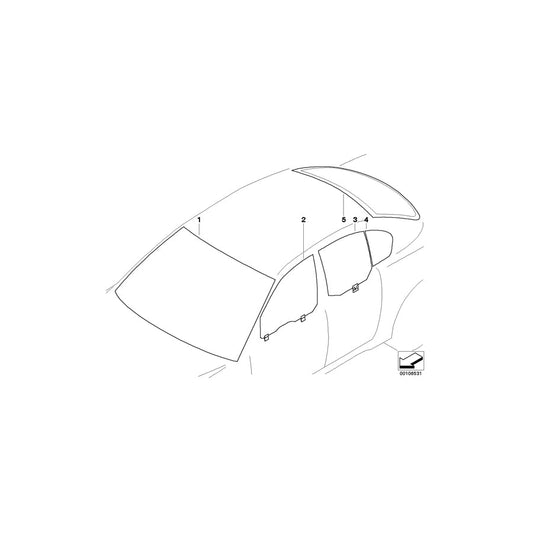 Genuine BMW 51357033644 E60 Side Window,Green Fixed,Right Rear Door (Inc. 530xi, 523i & 545i) | ML Performance US Car Parts