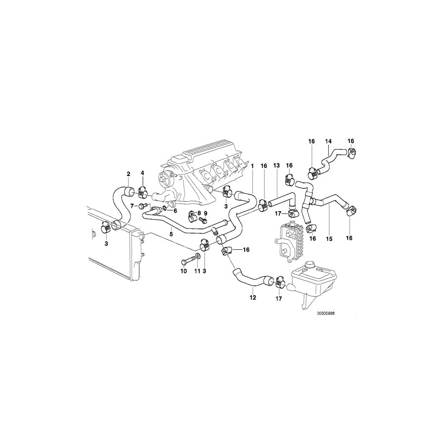 Genuine BMW 11532245505 E36 Water Hose (Inc. 318tds) | ML Performance US Car Parts
