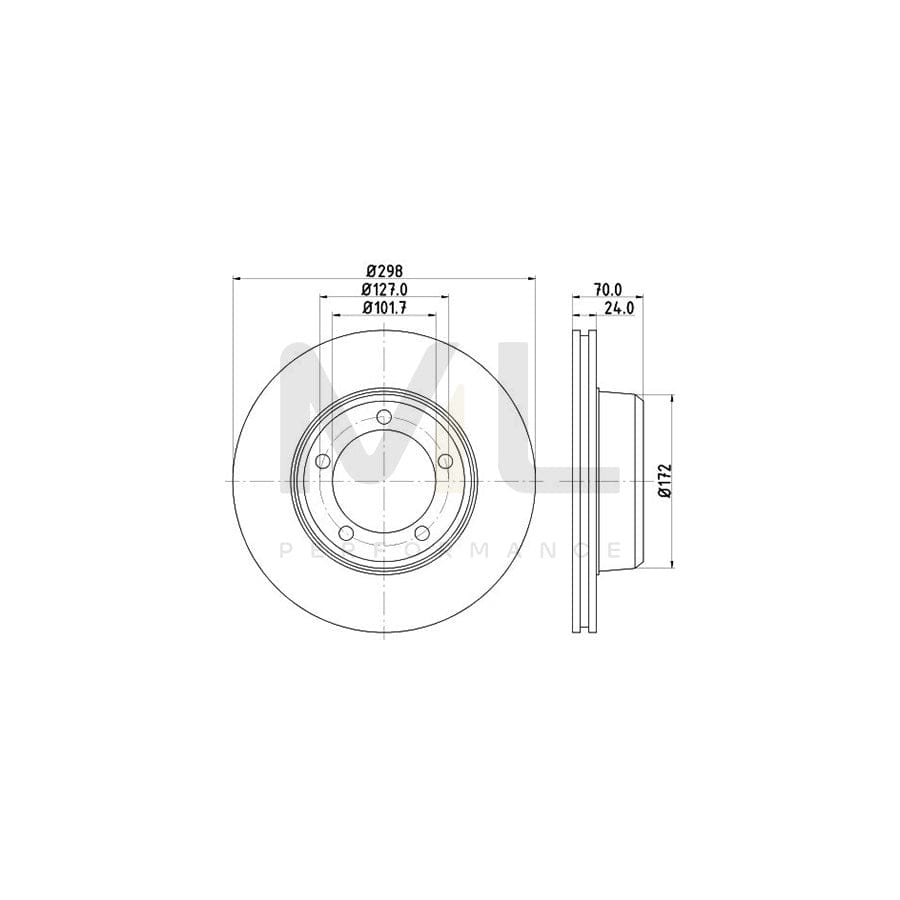 HELLA 8DD 355 103-161 Brake Disc Internally Vented, without wheel hub, without wheel studs