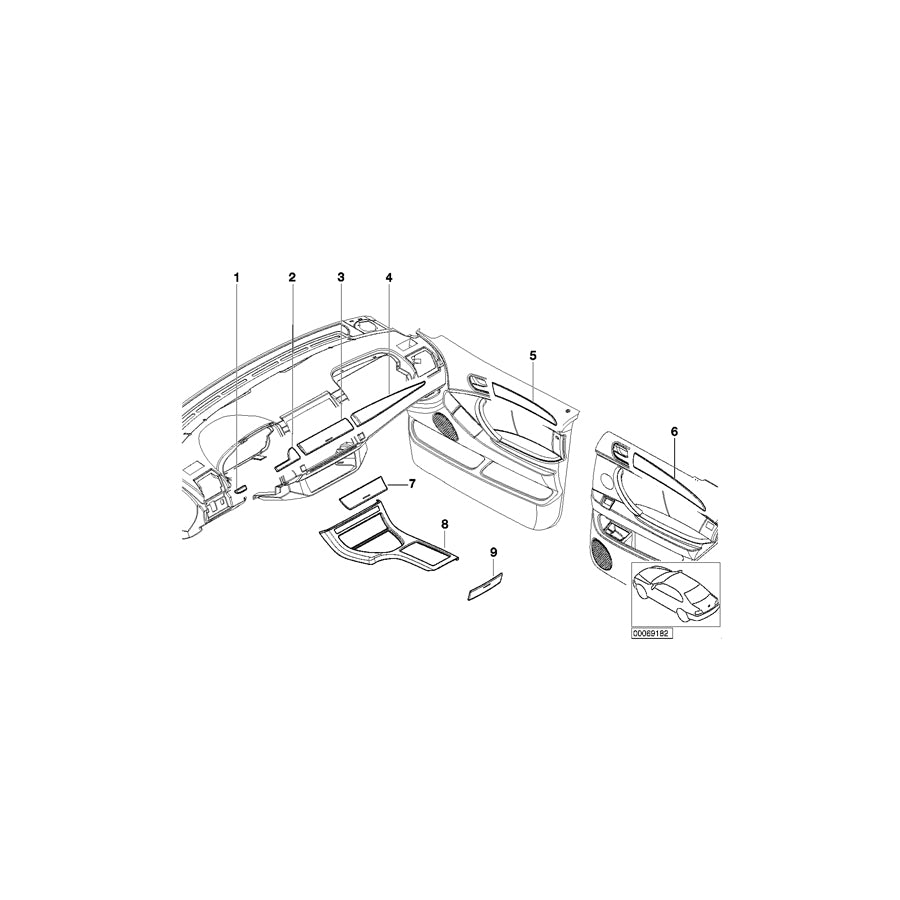 Genuine BMW 51458257801 E53 Decorative Strip, Dashboard Right TITAN 2 (Inc. X5) | ML Performance US Car Parts