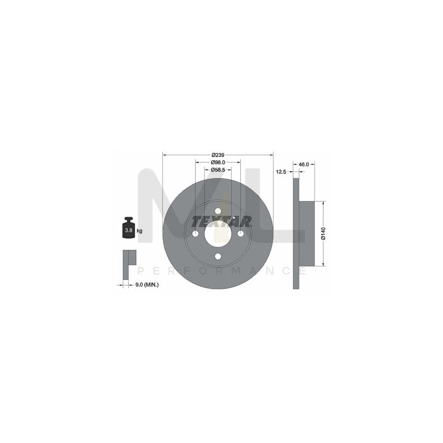 TEXTAR 92044000 Brake Disc Solid, without wheel hub, without wheel studs | ML Performance Car Parts
