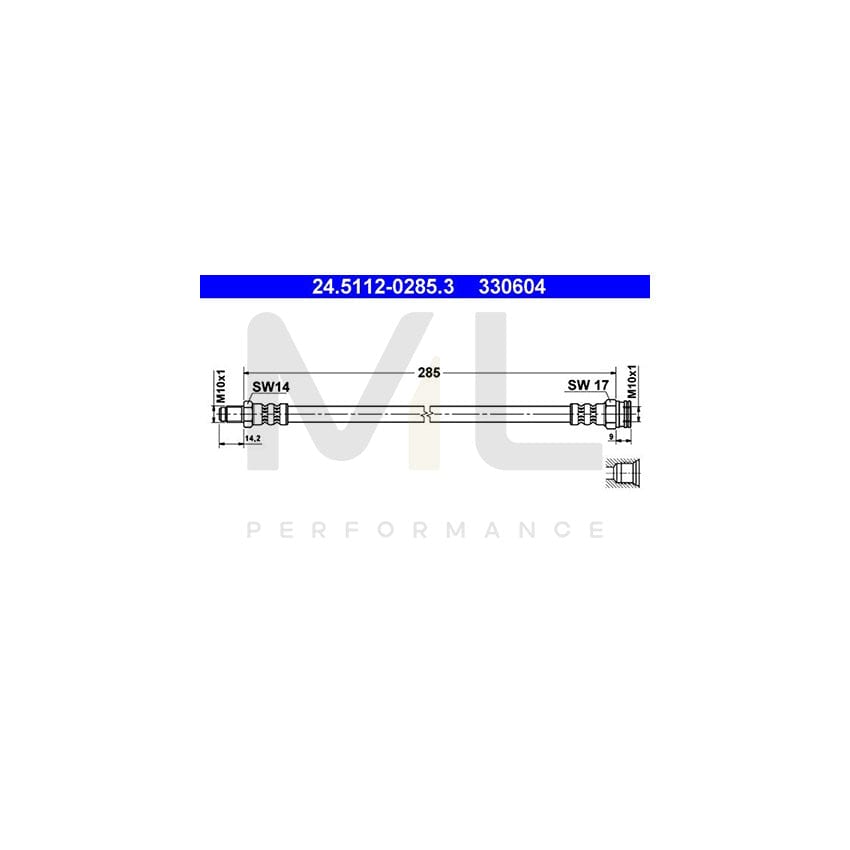 ATE 24.5112-0285.3 Brake Hose 285mm, M10x1