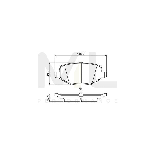 Bosch 0986495395 Brake Pad Set For Ford Usa Explorer Mk5 (U502) With Anti-Squeak Plate BP1768 | ML Performance Car Parts