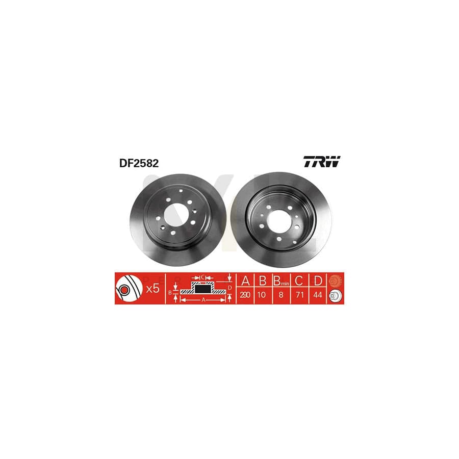 TRW DF2582 Brake Disc for PEUGEOT 605 Saloon Solid, Painted, with bolts/screws | ML Performance Car Parts