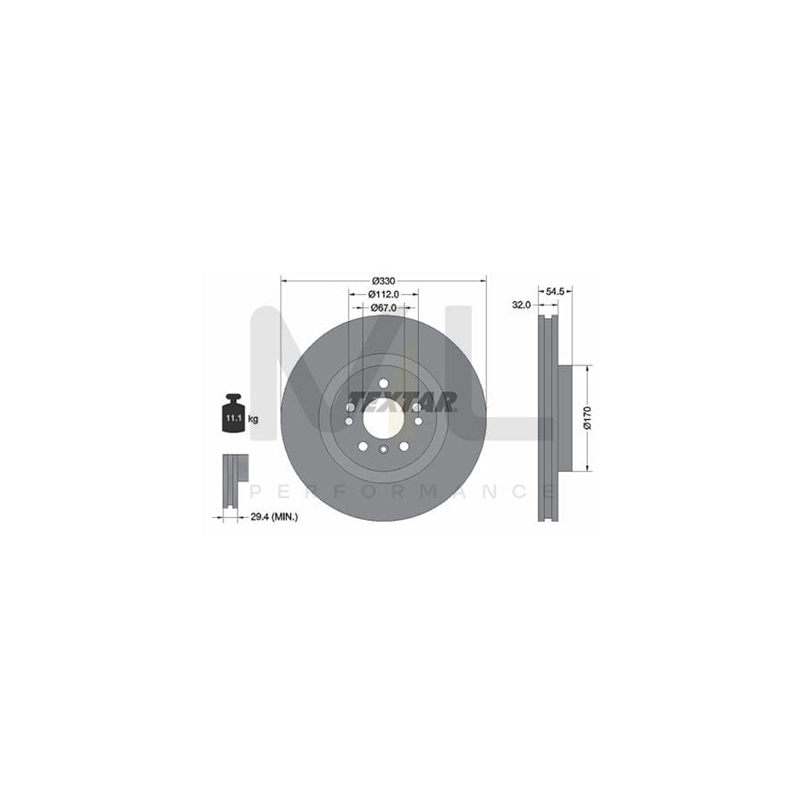 TEXTAR PRO+ 92260405 Brake Disc Internally Vented, Coated, High-carbon, without wheel hub, without wheel studs | ML Performance Car Parts
