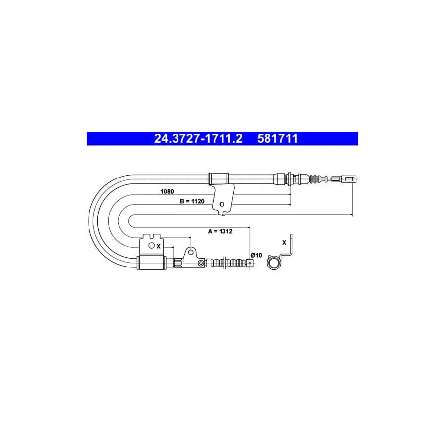 ATE 24.3727-1711.2 Hand Brake Cable