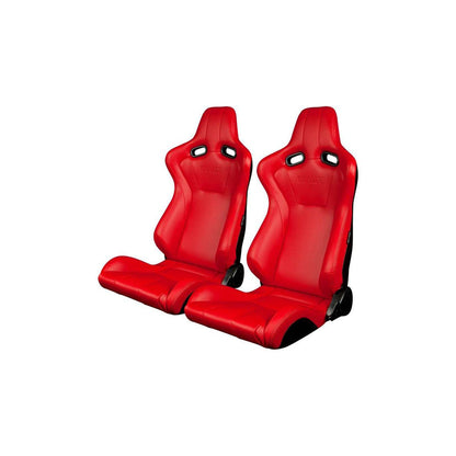 BRAUM Venom Series Racing Seats (Red Leatherette) – Pair