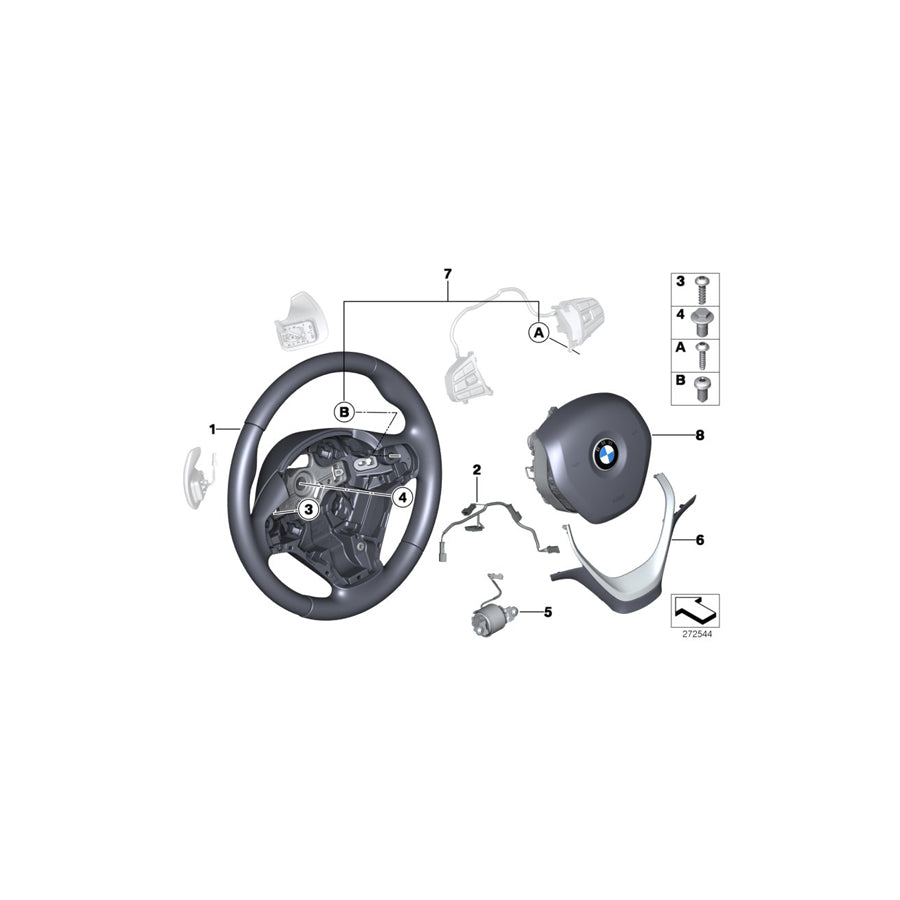 Genuine BMW 32306878253 F23 F34 F22 Sprt St. Wheel, Leather, Shift Paddles SPORT LINE (Inc. 328i, 430iX & 220i) | ML Performance US Car Parts
