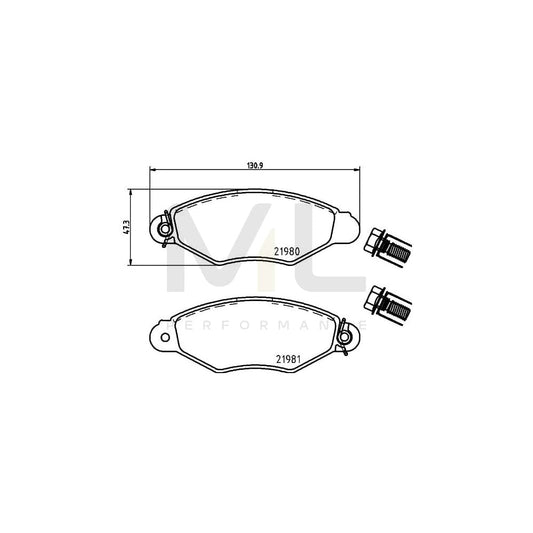 Hella 8DB 355 019-311 Brake Pad Set Not Prepared For Wear Indicator, With Brake Caliper Screws