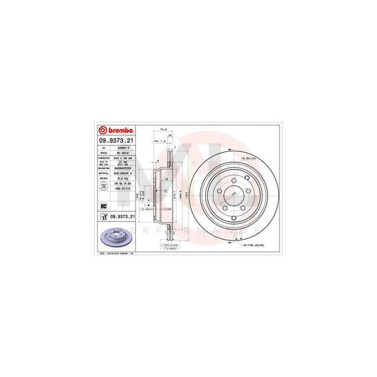 BREMBO COATED DISC LINE 09.9373.21 Brake Disc for LAND ROVER Range Rover III (L322) Internally Vented, Coated, High-carbon | ML Performance Car Parts