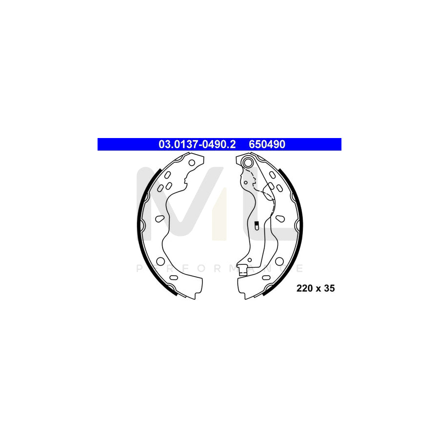 ATE 03.0137-0490.2 Brake Shoe Set with lever