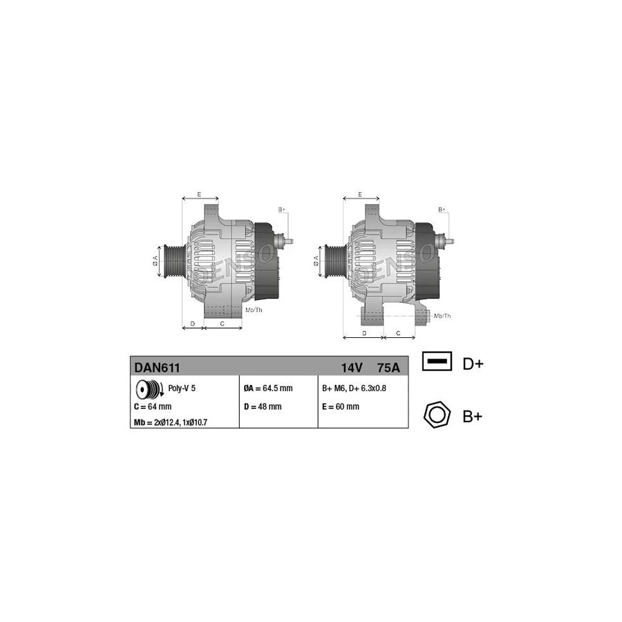 DENSO DAN611 Alternator