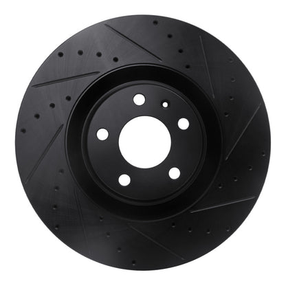 R1 Concepts R1 04-09 Audi S4 Front Right Drilled & Slotted Black Brake Rotor