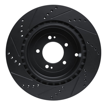 R1 Concepts R1 08-15 Mitsubishi Lancer Rear Right Drilled & Slotted Black Brake Rotor