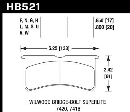 Hawk Performance Hawk DTC-80 Wilwood BB SL 7416 17mm Race Brake Pads