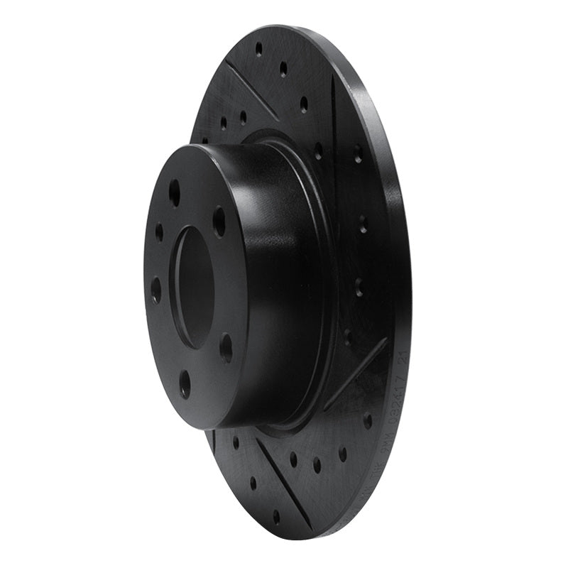 R1 Concepts R1 91-95 Alfa Romeo 164 Rear Right Drilled & Slotted Black Brake Rotor
