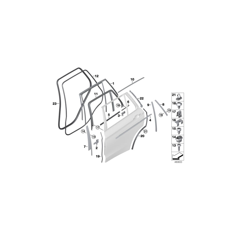Genuine BMW 51357289670 F15 Cover,Wndw Frame,C-Column,Door Rear Rght SCHWARZ (Inc. X5) | ML Performance US Car Parts