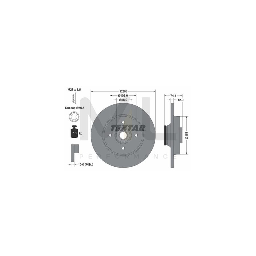 TEXTAR 92168700 Brake Disc Solid, with integrated magnetic sensor ring, with wheel bearing | ML Performance Car Parts