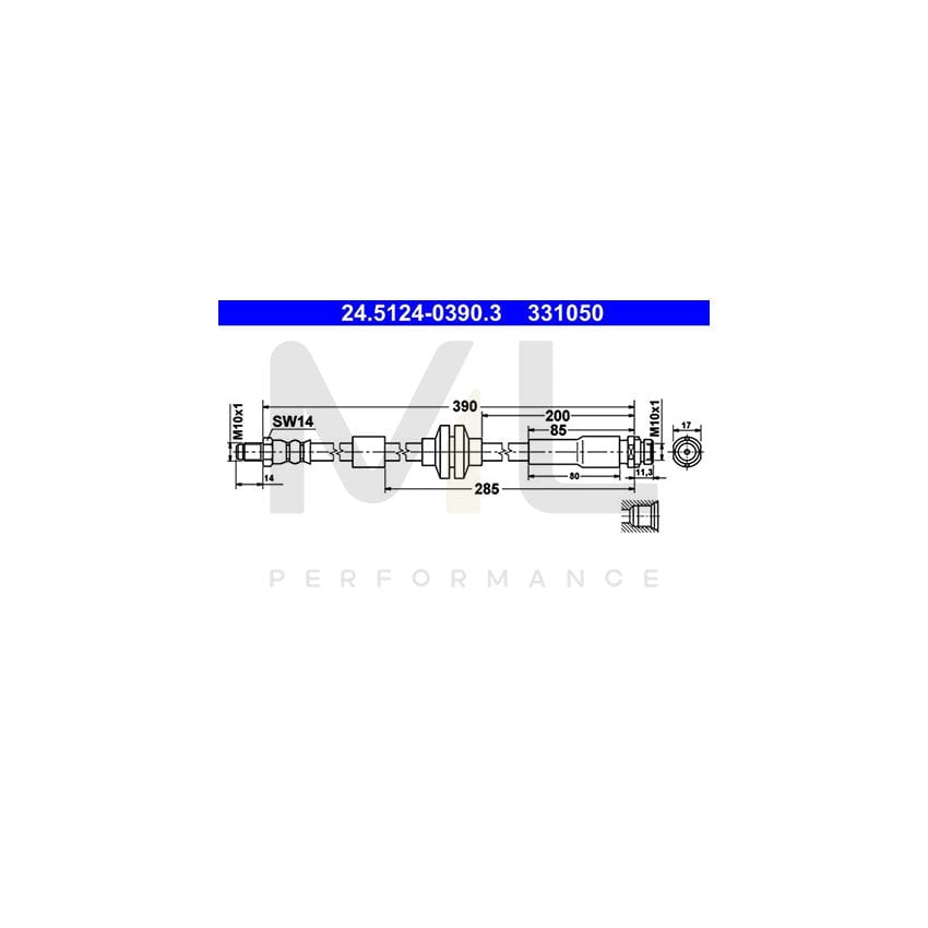 ATE 24.5124-0390.3 Brake Hose 390mm, M10x1