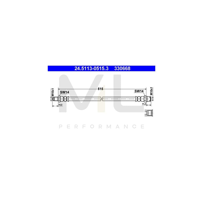 ATE 24.5113-0515.3 Brake Hose 515mm, M10x1