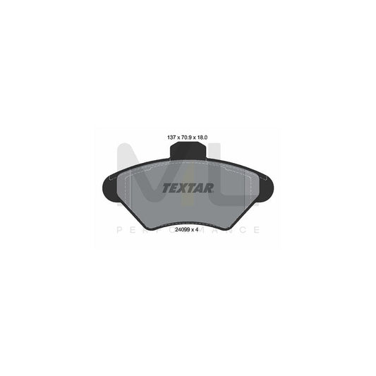 TEXTAR 2409901 Brake pad set not prepared for wear indicator | ML Performance Car Parts