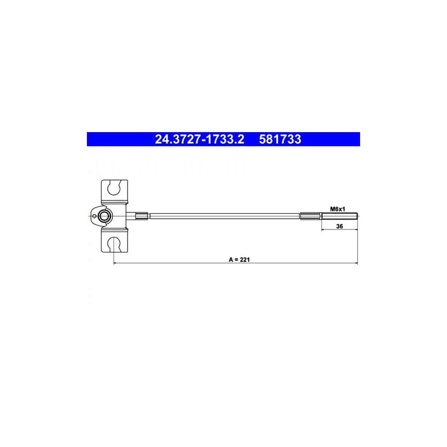 ATE 24.3727-1733.2 Hand Brake Cable for Nissan Almera Tino (V10)