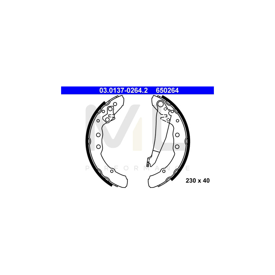 ATE 03.0137-0264.2 Brake Shoe Set with lever