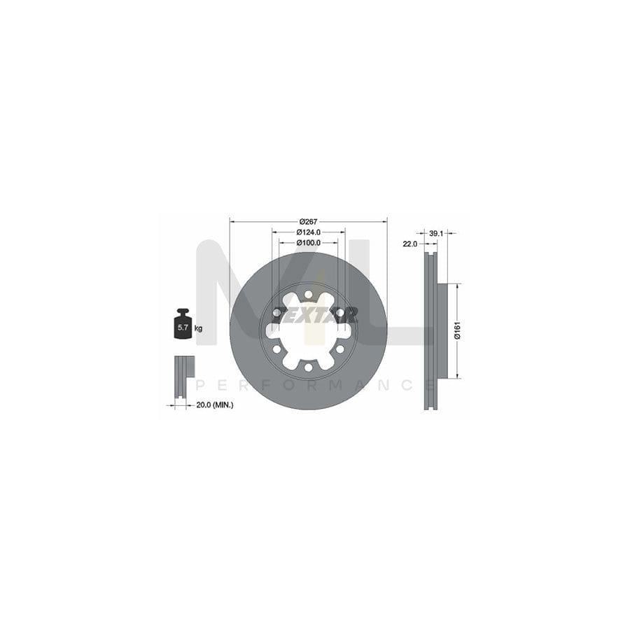 TEXTAR 92070100 Brake Disc Internally Vented, without wheel hub, without wheel studs | ML Performance Car Parts