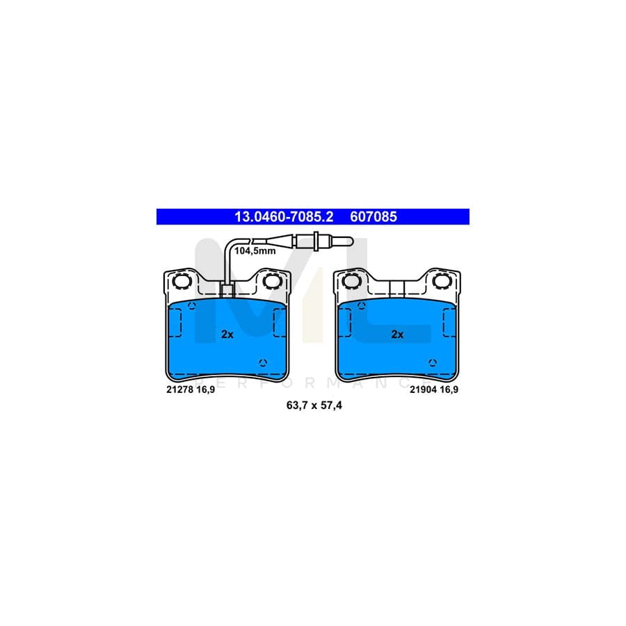 ATE 13.0460-7085.2 Brake pad set incl. wear warning contact