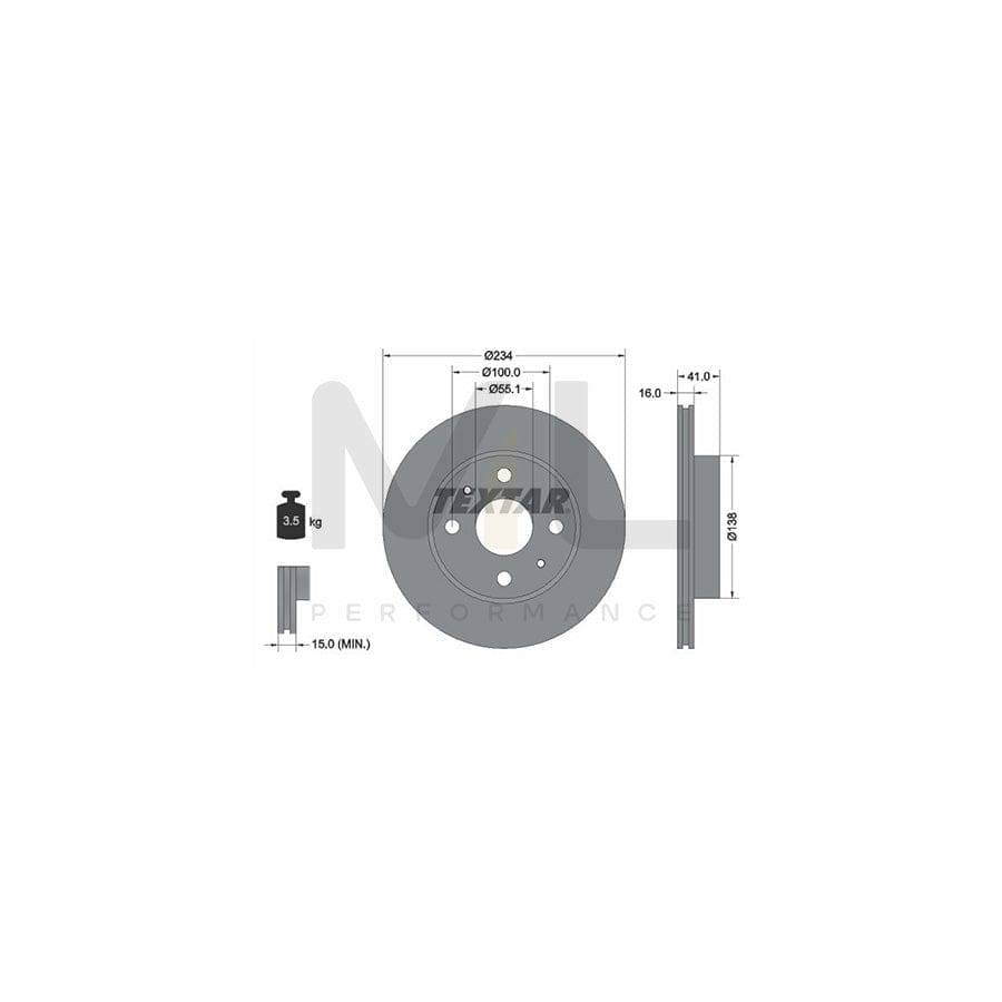 TEXTAR PRO 92285603 Brake Disc Internally Vented, Coated, without wheel hub | ML Performance Car Parts