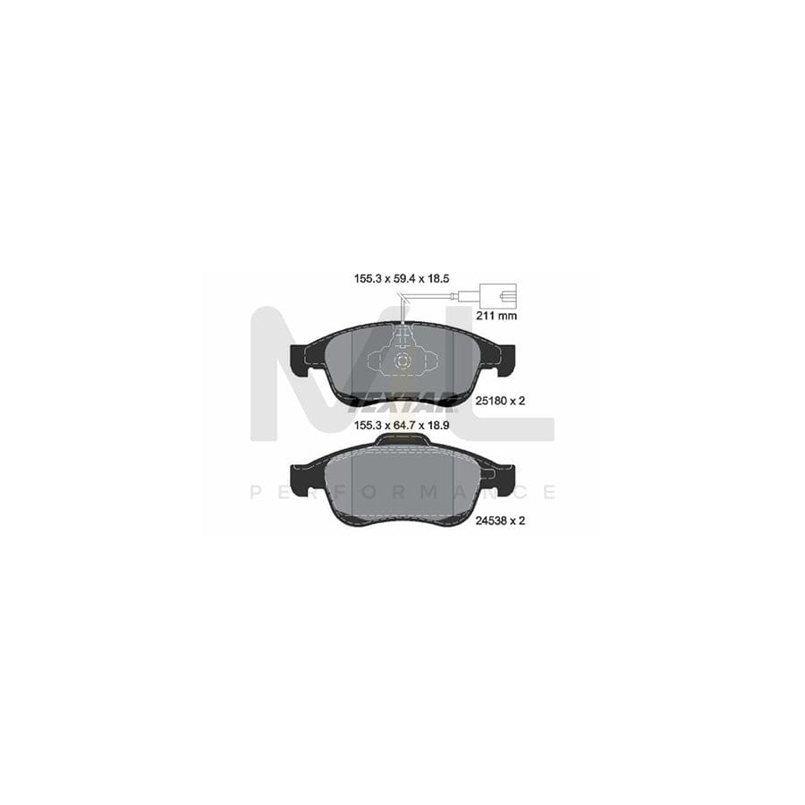 TEXTAR 2518001 Brake pad set for ALFA ROMEO GIULIETTA with integrated wear warning contact | ML Performance Car Parts