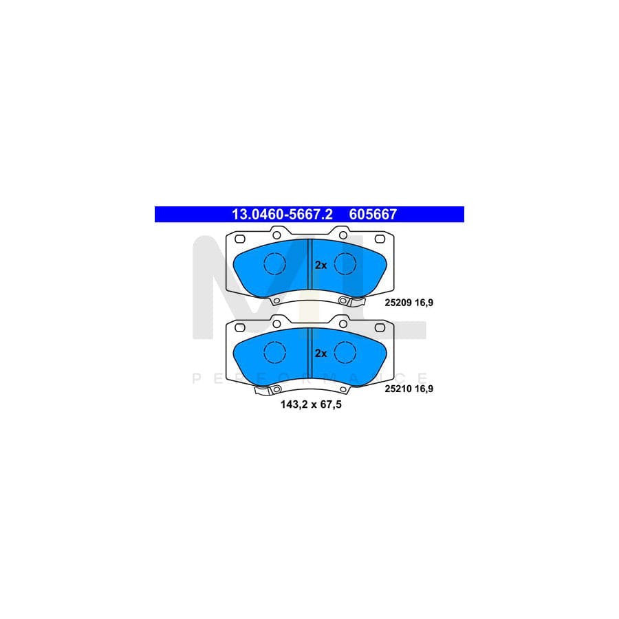 ATE 13.0460-5667.2 Brake pad set for TOYOTA HILUX Pick-up with acoustic wear warning
