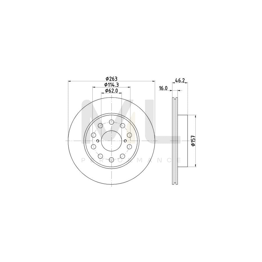 HELLA 8DD 355 108-711 Brake Disc for TOYOTA MR2 II Coupe (W20) Internally Vented, without wheel hub, without wheel studs