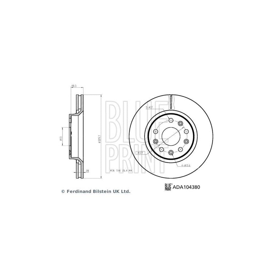 Blue Print Ada104380 Brake Disc for Jeep Wrangler IV (Jl)