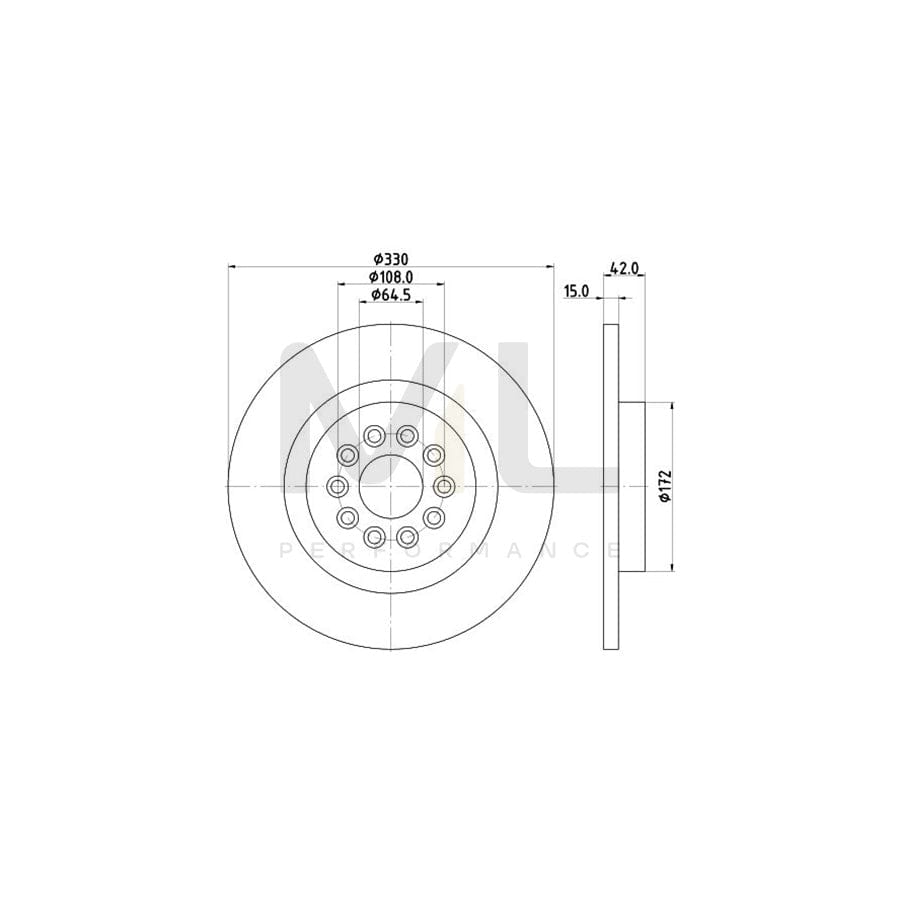 HELLA PRO 8DD 355 116-711 Brake Disc Solid, Coated, without wheel hub, without wheel studs