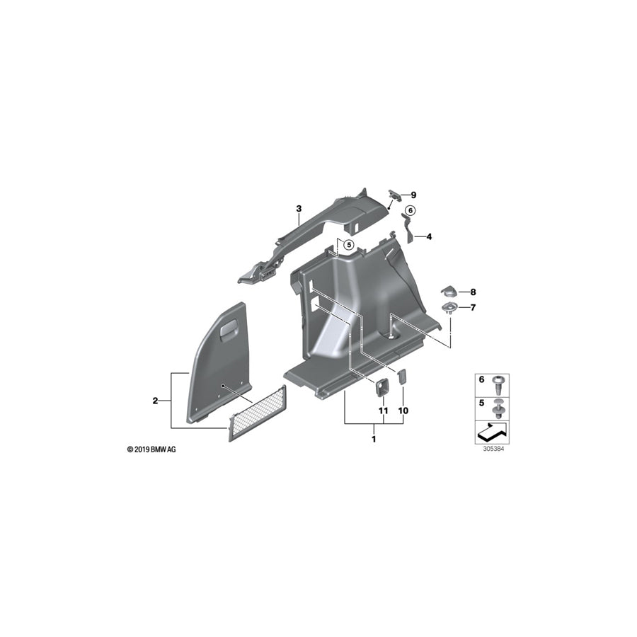 Genuine BMW 51477273739 F31 Trim Panel, Railing Left SCHWARZ (Inc. 320iX, 340i & 335dX) | ML Performance US Car Parts