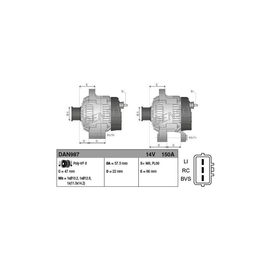 DENSO DAN987 Alternator