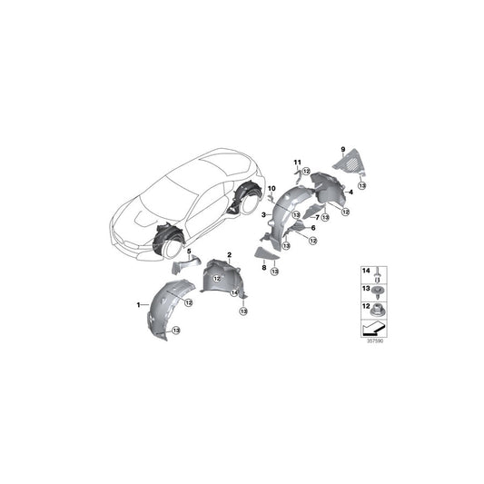 Genuine BMW 51717328620 Cover, Wheelhousing, Fr. Sec., Front Rgt (Inc. i8) | ML Performance US Car Parts