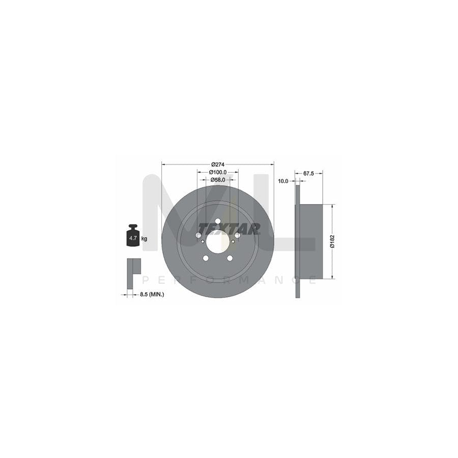 TEXTAR 92167800 Brake Disc Solid, without wheel hub, without wheel studs | ML Performance Car Parts