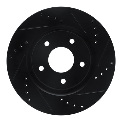 R1 Concepts R1 07-15 Nissan Rogue Front Right Drilled & Slotted Black Brake Rotor