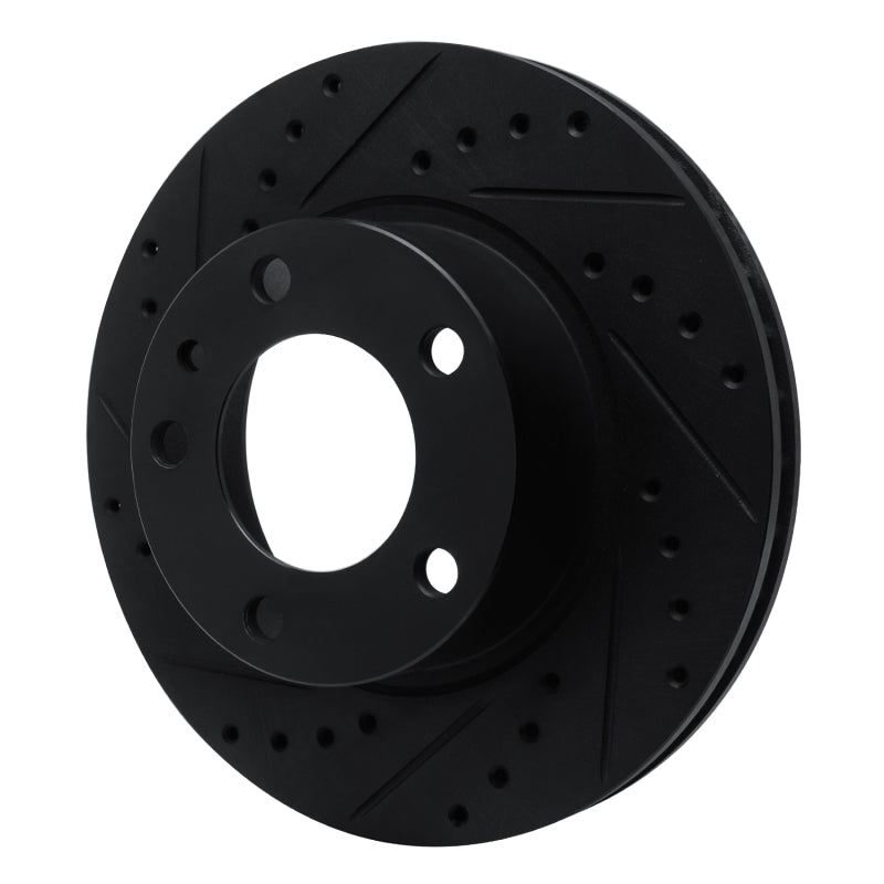 R1 Concepts R1 82-89 BMW 635CSI Front Left Drilled & Slotted Black Brake Rotor