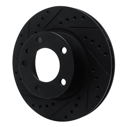 R1 Concepts R1 82-89 BMW 635CSI Front Left Drilled & Slotted Black Brake Rotor