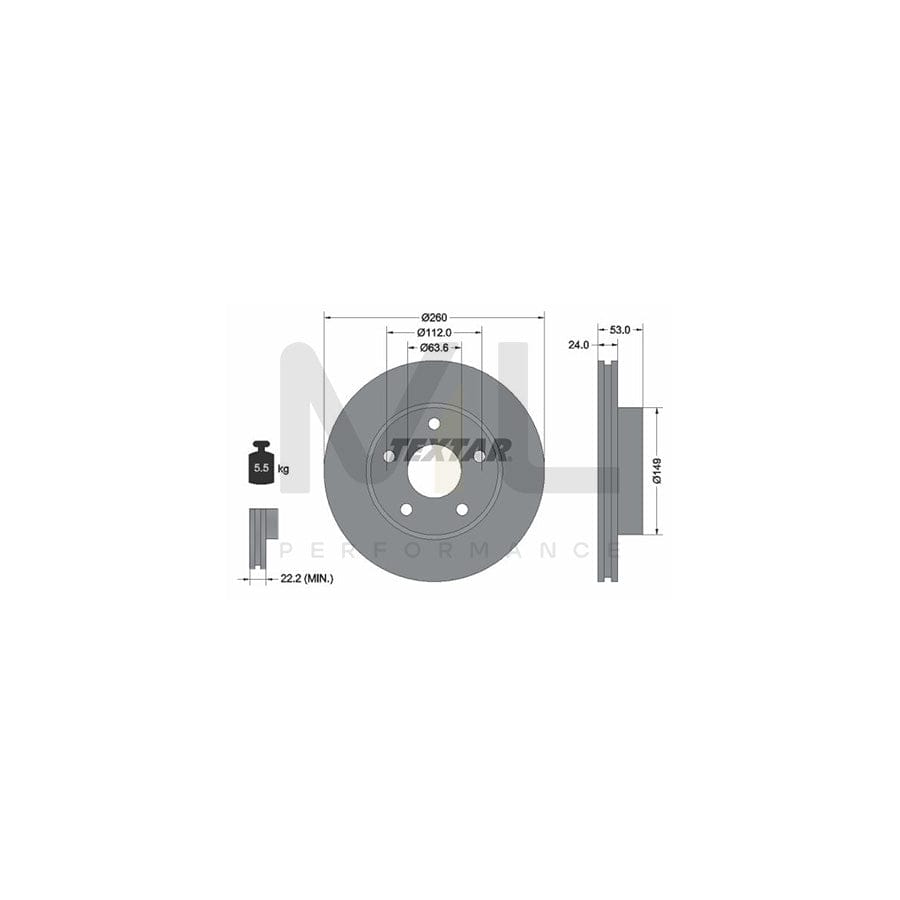 TEXTAR 92067700 Brake Disc for FORD SCORPIO Internally Vented, without wheel hub, without wheel studs | ML Performance Car Parts