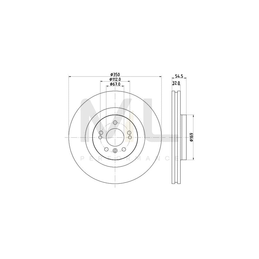 HELLA PRO 8DD 355 113-191 Brake Disc Internally Vented, Coated, without wheel hub, without wheel studs