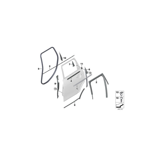 Genuine BMW Mini 51357322444 F55 Window Guide, Right Rear Door (Inc. Cooper, One D & Cooper S) | ML Performance US Car Parts