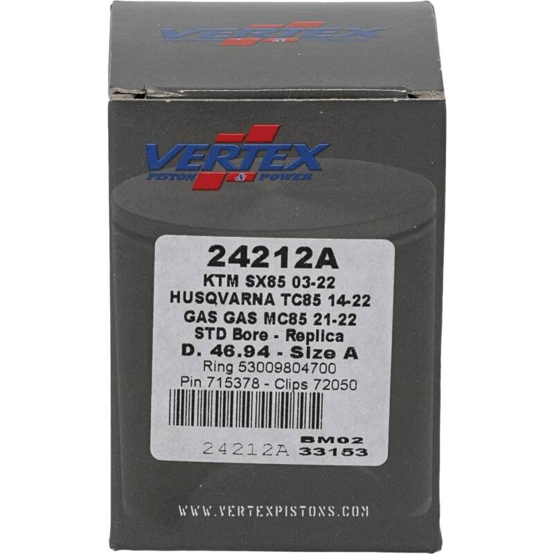 Vertex Pistons Vertex Piston 03-24 KTM 85 SX 85cc Cast Replica Piston Kit