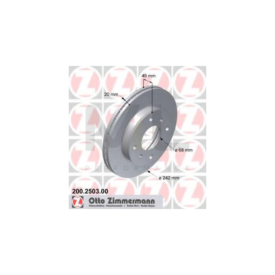 ZIMMERMANN 200.2503.00 Brake Disc for NISSAN PRIMERA Internally Vented  - 1 piece