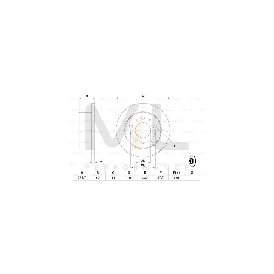 BOSCH 0 986 479 316 Brake Disc Solid, Oiled | ML Performance Car Parts