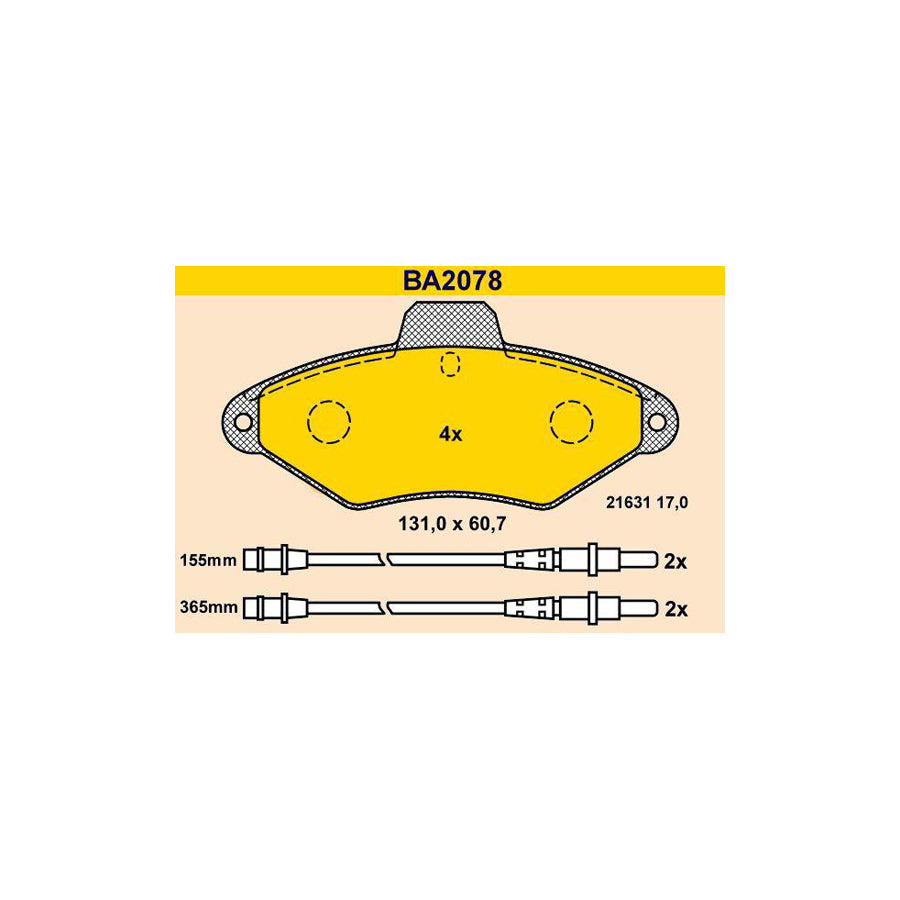 Barum Ba2078 Brake Pad Set for Citroen Xantia
