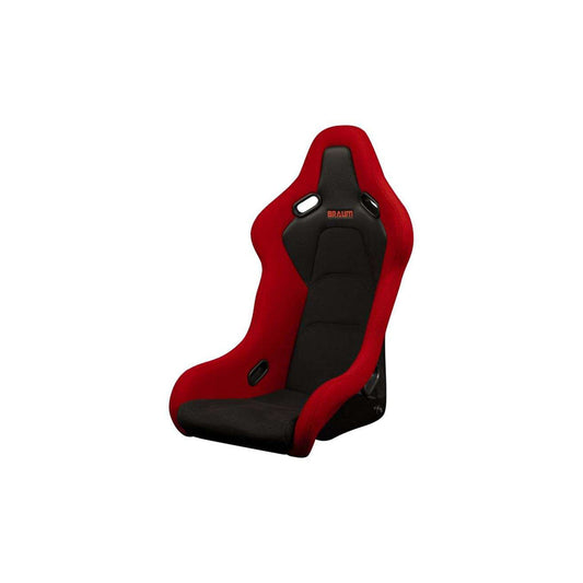 BRAUM Falcon-S Series Fixed Back Bucket Composite Seat (Red Cloth Alcantara Inserts Black Stitching) - Priced Per Seat